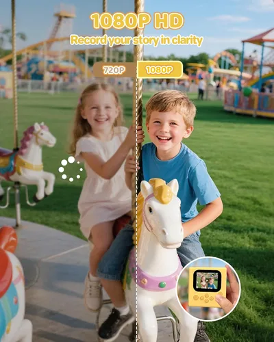 Miniatura 5 de Cámara de impresión instantánea para niños naranja: Cámara de impresión instantánea HODDRCCN - 2.5 horas de tiempo de uso - Grabación de video 1080P