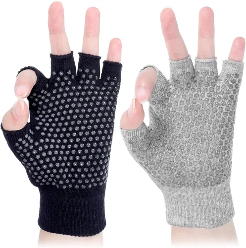 2 pares de guantes de entrenamiento de medio dedo, antideslizantes, sin dedos, guantes de yoga, guantes de pilates sin dedos, guantes de