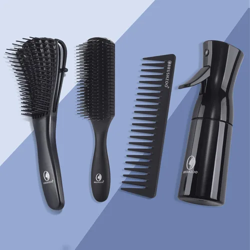 Miniatura 7 de BRUSHZOO - Juego de cepillos para el cabello para mujeres, hombres y niños, cepillos desenredantes para cabello rizado y natural 3/4abc, peine