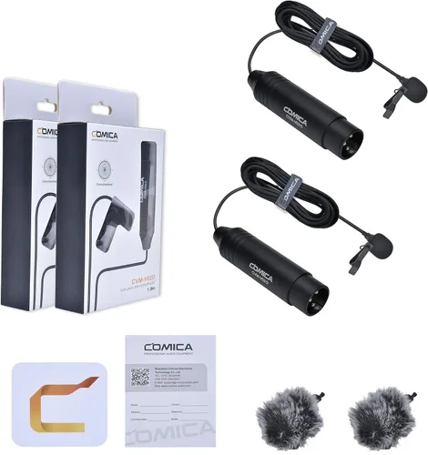 Miniatura 7 de COMICA XLR - Micrófono de solapa de 48 V Phantom Power, CVM-V02O, micrófono de solapa omnidireccional de 5.9 pies para videocámaras Canon Sony