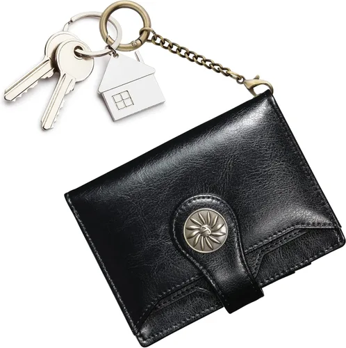 Miniatura 8 de Travelambo Rfid Wallet Mujeres Cuero Bifold Compacto Pequeña Cartera para Mujeres, Negro -, Compacto