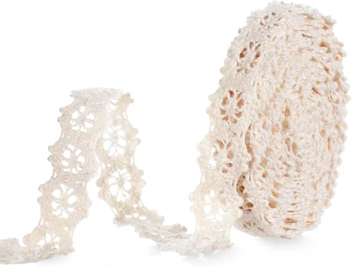 Cinta de encaje de algodón de 10 yardas, cinta de ganchillo con ribete de encaje beige, 0.47 pulgadas | Vintage Trim for Scrapbooking Gift Package