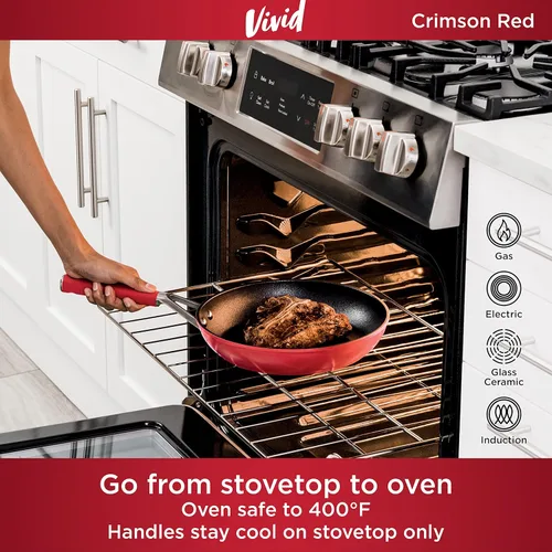 Miniatura 4 de Ninja C29500 Foodi NeverStick Vivid - Juego de utensilios de cocina de 10 piezas con tapas, antiadherentes, duraderos y aptos para horno hasta 400
