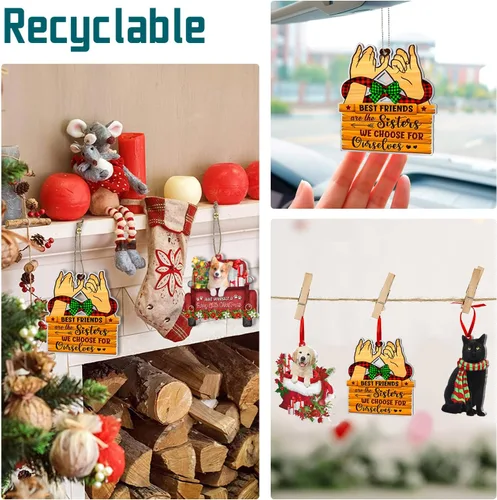 Miniatura 5 de Adorno de Navidad de Friends 2023, Besties Forever, adorno de aluminio de doble cara (no 3D), regalo para Navidad, decoración de mejores amigas son