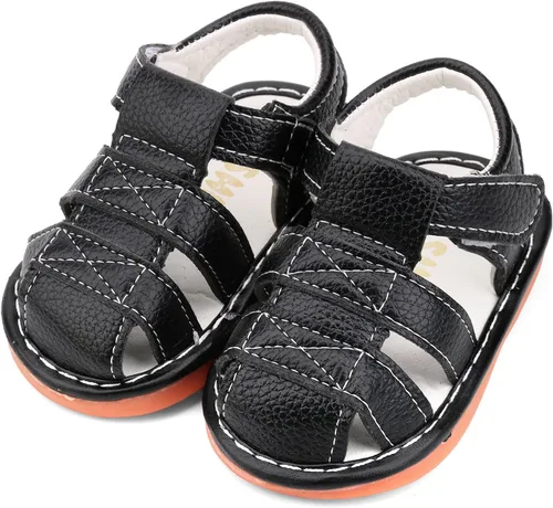 Miniatura 5 de Sandalias chirriantes de verano para niños y niñas, puntera cerrada, antideslizantes, suela de goma premium, zapatos para primeros pasos