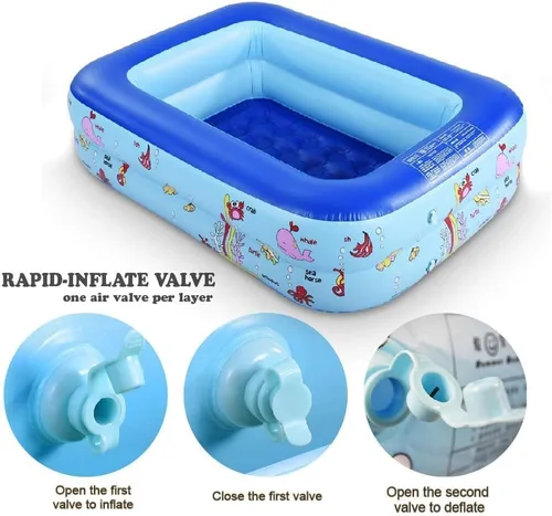 Miniatura 5 de Piscina inflable para niños, 45 x 33 x 14 pulgadas, piscina infantil con suelo suave inflable, bañera inflable Ocean World para interiores
