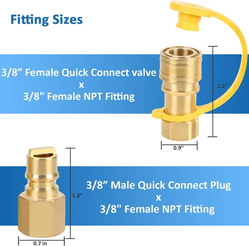 Miniatura 2 de ATKKE Kit de Conexiones de Conexión Rápida de Gas Natural de 3/8 Pulgadas, Conjunto de Ensamblaje de Desconexión Rápida de Manguera de Gas Propano