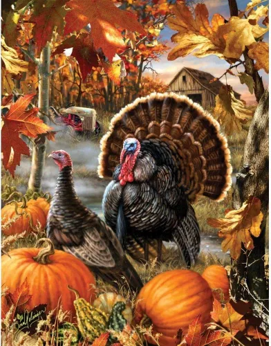 Miniatura 3 de SUNSOUT INC - Gobbler Farms - Rompecabezas de 1000 piezas grandes por artista: Dona Gelsinger - Tamaño terminado 27" x 35" Acción de Gracias - MPN #