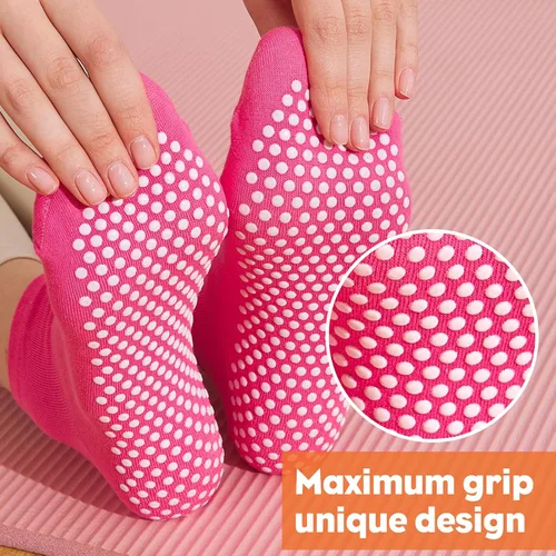 Miniatura 2 de 12 pares de calcetines de agarre de pilato para mujer, calcetines de yoga antideslizantes con agarres, calcetines de hospital, calcetines de tobillo