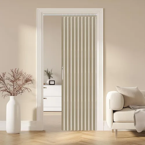 Miniatura 22 de AJAZZ Cortina de puerta magnética 100% opaca de acordeón para armario, cortina invisible para puerta interior de dormitorio, sala de estar, pasillo