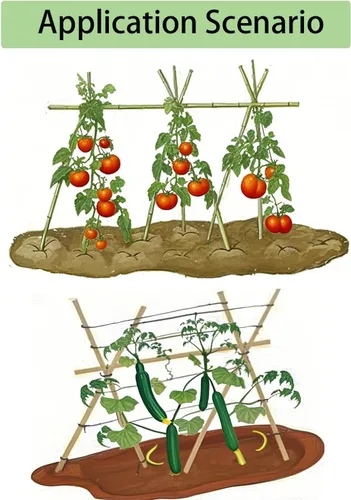 Miniatura 4 de Estacas de bambú de 4 pies con 100 bridas giratorias, estacas de jardín de bambú natural para tomates, pepino, uvas, judías, árboles, flores