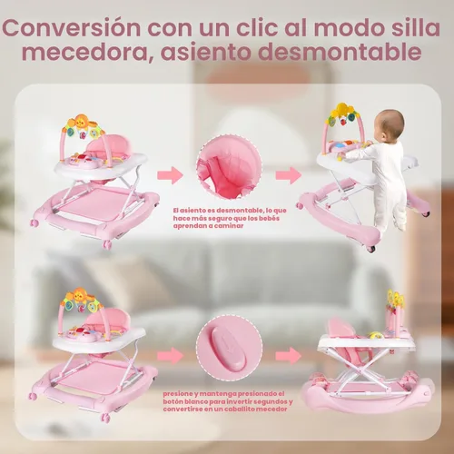 Miniatura 3 de Boyro Baby Andador de bebé 5-en-1, andadores de bebé para niños y niñas de 6 a 12 meses, andador de actividad plegable, andador para bebés y niños