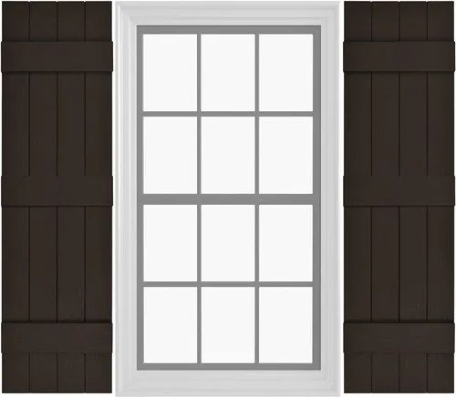 Miniatura 9 de Persianas de Vinilo Board & Batten (1 Par) 11"x31" (3-Tableros) - Negro Cosmos/Pintable Persianas Exteriores para Ventanas Incluye Herrajes