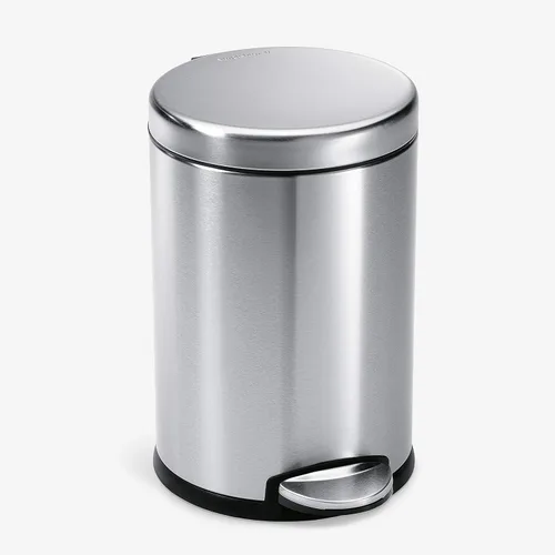 Miniatura 7 de simplehuman - Cubo de basura redondo para baño de 1.2 galones / 4.5 litros, de acero inoxidable cepillado