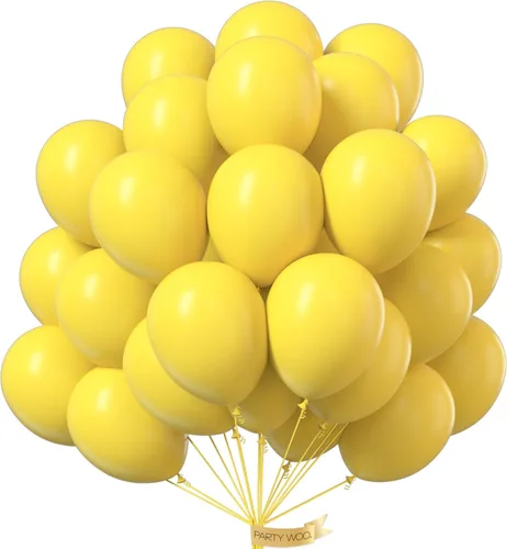 PartyWoo Globos amarillos de látex para helio, 50 unidades, 12 pulgadas, para cumpleaños, baby shower, graduación, girasol, aniversario, compromiso,