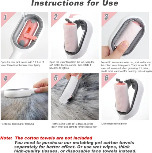 Miniatura 6 de Cepillo de agua para gatos y perros, cepillo de baño 4 en 1, cepillo de limpieza 2 en 1, peine húmedo para gatos, peine para eliminar el pelo