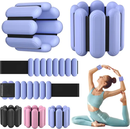 Miniatura 11 de Pesas de muñeca y tobillo para mujer, juego de 2 pesas portátiles y resistentes para brazos y piernas (1 libra cada una), pesas de tobillo