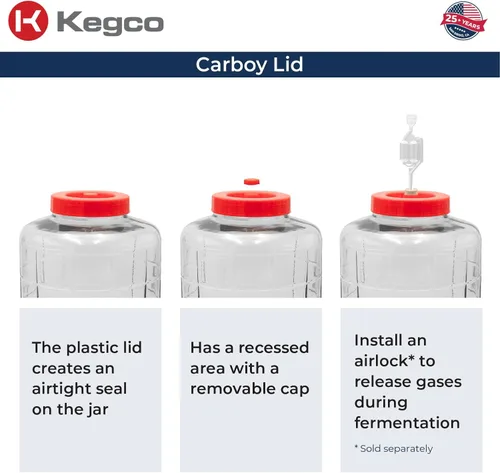 Miniatura 4 de Kegco Fermentador Carboy de vidrio de boca ancha de 7.1 galones Fabricación de cerveza casera y vino