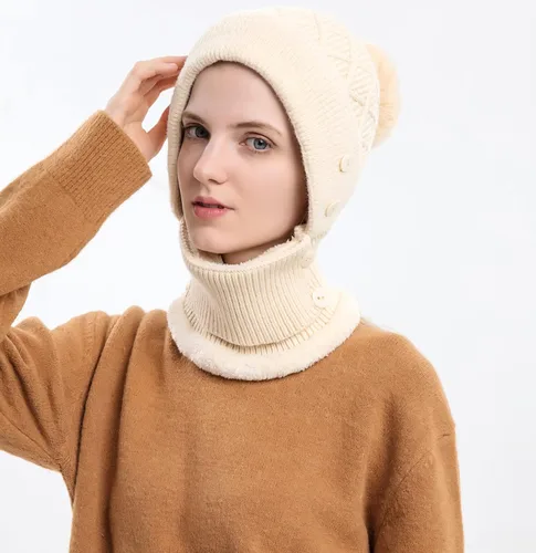 Miniatura 5 de Pasamontañas para mujer, visera de una sola pieza, gorro de cráneo, bufanda de cuello, bufanda de esquí, nieve, invierno, gorro de forro polar