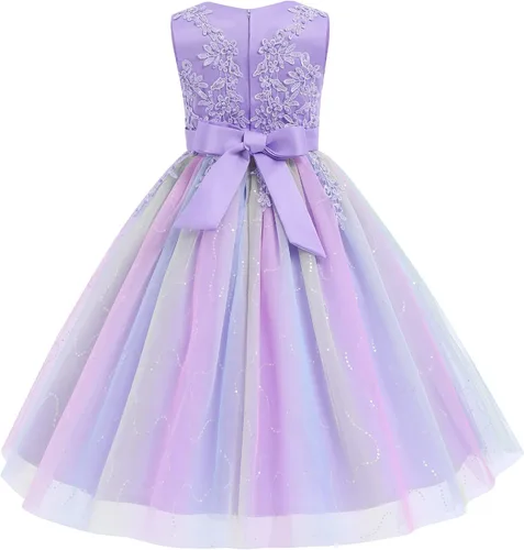 Miniatura 2 de Vestido de encaje para niña de las flores para niños, boda, dama de honor, fiesta, vestido largo formal, vestido de princesa de comunión, vestidos