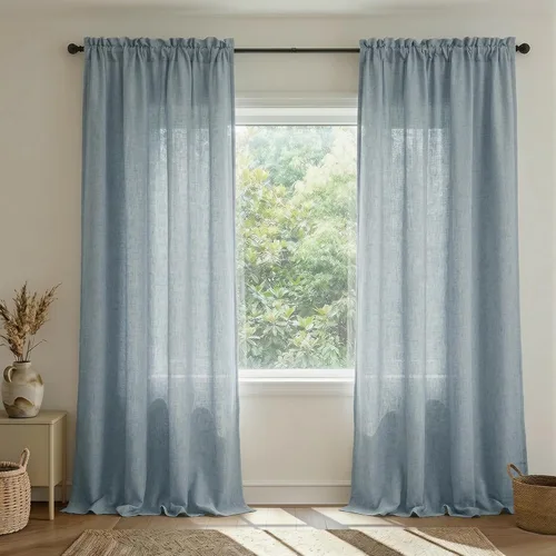 Miniatura 24 de Cortinas blancas puras de 38 pulgadas de ancho para dormitorio, juego de 2 paneles de cortinas de privacidad con bolsillo para barra, cortinas