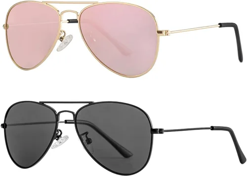 Miniatura 190 de Gleyemor Lentes de sol polarizados estilo aviador para niños y niñas, jóvenes, adolescentes, dos tamaños de 1.969 in y 2.047 in