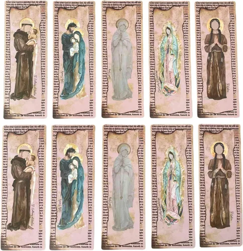Thinkor Marcapáginas de la Biblia, 10 unidades, regalo religioso cristiano, fondo vintage, impresión de doble cara y laminado (católicos 10 piezas)