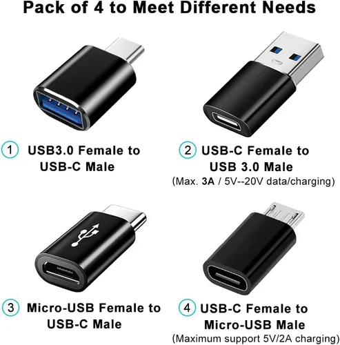 Miniatura 2 de Paquete de 4 adaptadores USB C, adaptador USB C a USB 3.0 OTG, adaptador micro USB a USB C compatible con MacBook Pro, iPhone 17/16/15, iPad