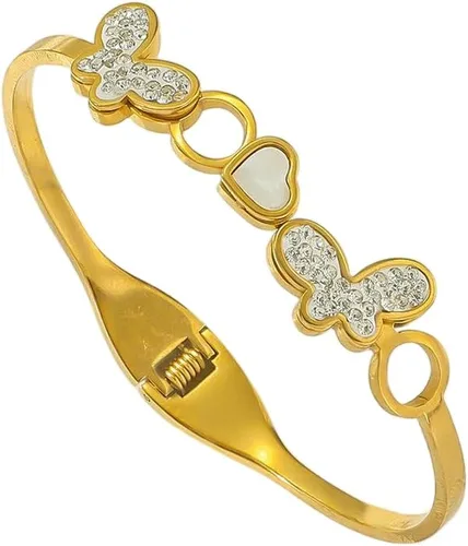 Miniatura 18 de Colección de Pulseras Brazalete de Acero Inoxidable 316L Chapado en Oro de 18K - 12 Diseños Únicos + Cadena de Acero de Titanio con Acento