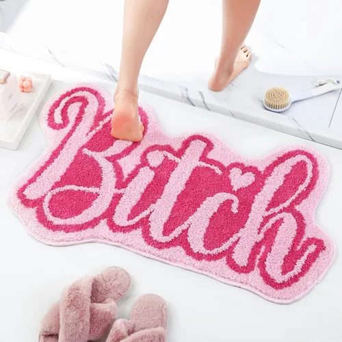 Miniatura 13 de Panstar Alfombra de baño de labios rojos, bonita y divertida alfombra de baño con forma de labios mordedores, antideslizante, absorbente, alfombra