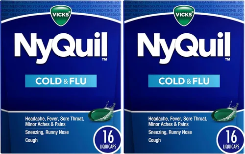 Miniatura 8 de Vicks NyQuil - Medicina de venta libre para el resfriado y la gripe, potente alivio nocturno multisíntoma para dolor de cabeza, fiebre, dolor