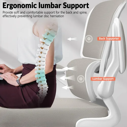 Miniatura 6 de BESTFAIR Silla de oficina ergonómica, silla de escritorio de malla transpirable cómoda con soporte lumbar, silla de escritorio para el hogar