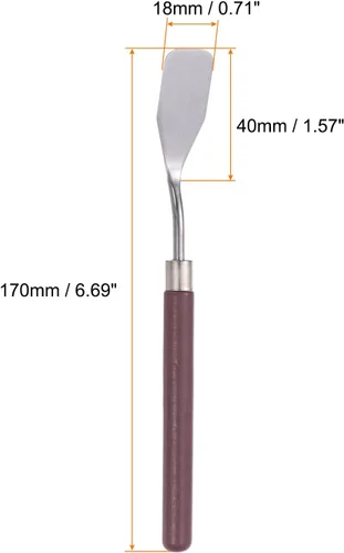Miniatura 2 de HARFINGTON Cuchillo de paleta de 0.709 in de ancho de cuchillo de cabeza plana Mango de madera maciza de acero inoxidable, raspador de mezcla