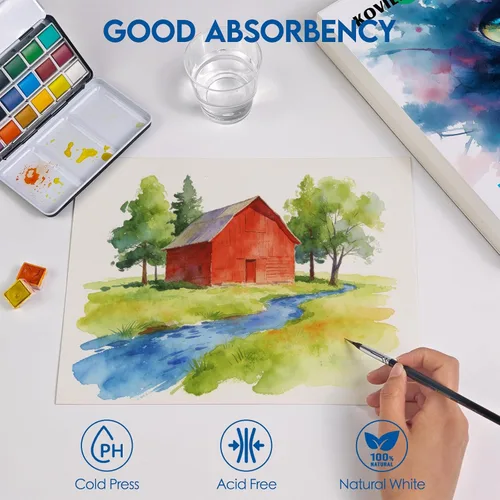 Miniatura 3 de 50 hojas de papel de acuarela de 5 x 7 pulgadas