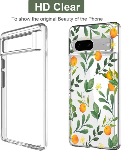 Miniatura 6 de Unov - Funda compatible con Pixel 7, diseño transparente de TPU suave, absorción de impactos, delgada, patrón labrado, cubierta protectora trasera