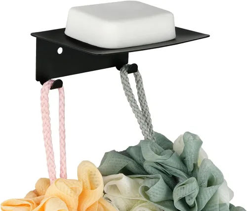 Miniatura 7 de Jaboneras para baño, soporte para jabón de barra con bandeja autodrenante, bandeja de jabón para pared de ducha, recipiente de jabón autoadhesivo