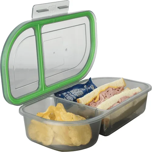 Miniatura 8 de MyGo Container - Contenedor pequeño de 3 compartimentos para llevar, 8" x 8" x 2-1/2", reutilizable, apto para microondas, certificado NSF