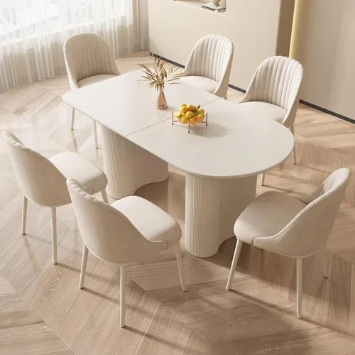 Miniatura 6 de Miuuod Mesa de comedor que ahorra espacio para apartamentos pequeños para 4-6 personas, muebles resistentes de mediados de siglo