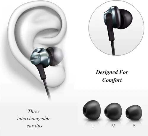 Miniatura 2 de Auriculares con cable Philips Pro con micrófono, auriculares intrauditivos de audio de alta resolución con conector de 3.5mm, auriculares cómodos