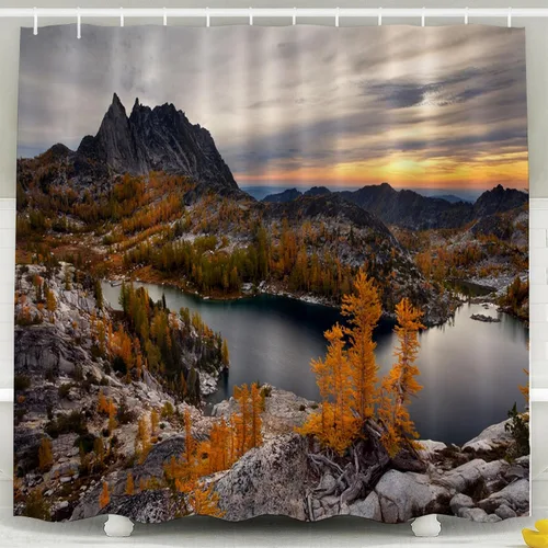 Miniatura 23 de CAPSCEOLL Tree Forest Nature - Cortina de ducha con diseño de árbol en el bosque, cortina de baño para baño, tela de poliéster impermeable, 66 x 72