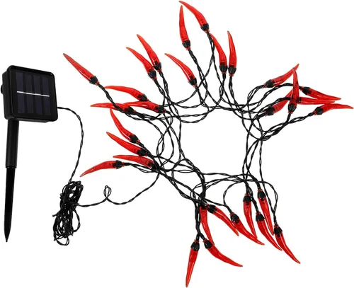 Miniatura 9 de Uonlytech 1 juego de luces de cadena de chile rojo decoración de pesebre para exterior Jalepeño pimienta chile hada luz de cocina luces decorativas