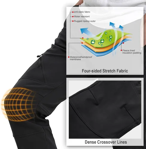 Miniatura 5 de Toomett Snow Pants Men ski Waterproof Hiking Insulated Fleece Lined Winter Outdoor Softshell Cargo Pants