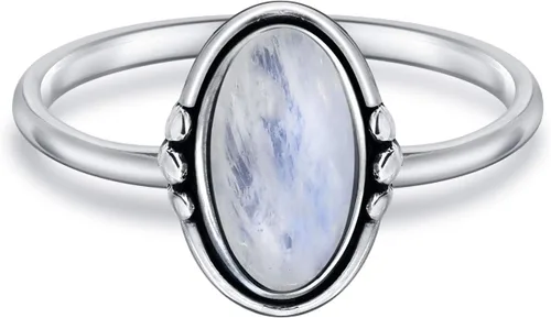 Miniatura 2 de Western Boho - Juego de biseles delicados ovalados con piedras preciosas de cabujón rosa, rodocosita, turquesa, anillo de piedra lunar para mujeres