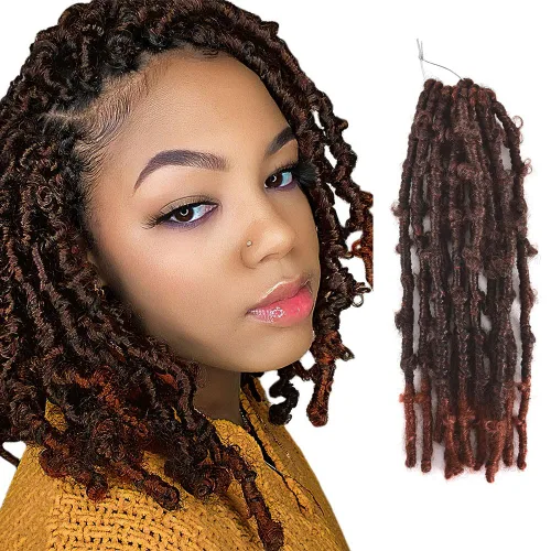 Miniatura 47 de Niseyo 6 paquetes de trenzas de ganchillo suaves de mariposa de 10 pulgadas, hechas a mano, preenlazadas, color negro oscuro, trenzas de mariposa