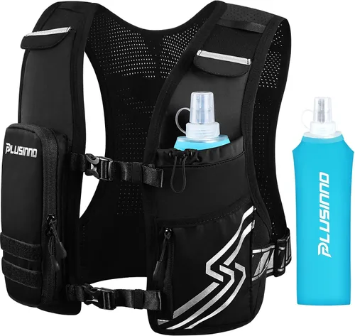 Miniatura 9 de Chaleco de Correr para Hombres y Mujeres, Chaleco de Hidratación para Correr con Botella Suave de 500ml y Bolsillo para Teléfono con Pantalla