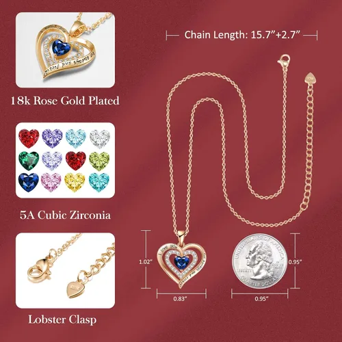 Miniatura 4 de REDBEE Necklaces for Women Birthstone Heart Necklace Jewelry for Wife Girlfriend Woman Necklace