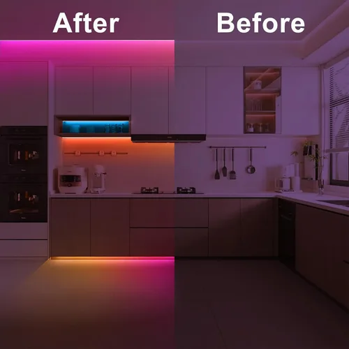 Miniatura 6 de Tatazone Tira de luz LED COB Bluetooth RGB+IC de 6.56 pies con aplicación, tira de luz COB de persecución, control segmentado, sincronización
