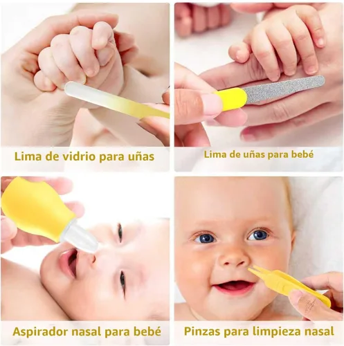 Miniatura 6 de Kit de aseo para bebé, juego de cuidado de seguridad para bebé con cepillo de pelo, peine, cortaúñas, aspirador nasal, kit de artículos esenciales