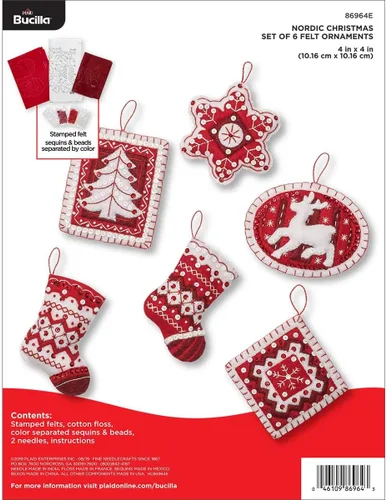 Miniatura 8 de Bucilla Kit de apliques de fieltro, kit de adornos navideños de 6 piezas, bajo el mar