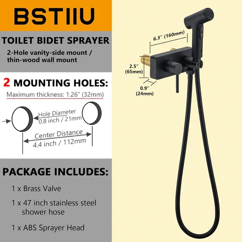 Miniatura 6 de Pulverizador de bidé de mano de latón para inodoro caliente y frío, ajustable para tocador de baño, accesorio de grifo de bidé de montaje lateral